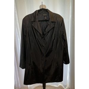 Lane Bryant Raincoat Black Sz 18/20 Jacket Womens 3 Button Blazer Style Pockets